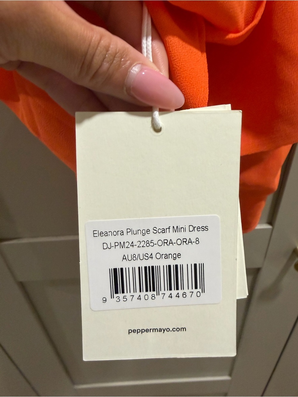 Peppermayo Eleanora Plunge Scarf Mini Dress - Orange